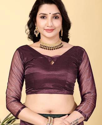 Wine Color Twill Net Cut Work Border Saree 5