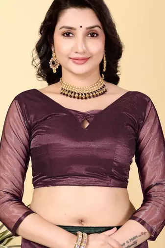 Wine Color Twill Net Cut Work Border Saree