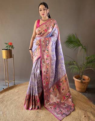 Lavender Paithani silk blend Saree 1