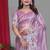 Lavender Color Twill Net Multi Color Embroidery Work Saree