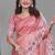 Peach Color Twill Net Multi Color Embroidery Work Saree