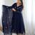 Navy blue georgette anarkali suit set with zari & sequins embroidery