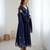 Navy blue georgette anarkali suit set with zari & sequins embroidery