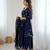 Navy blue georgette anarkali suit set with zari & sequins embroidery
