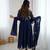 Navy blue georgette anarkali suit set with zari & sequins embroidery