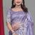 Purple Color Twill Net Multi Color Embroidery Work Saree
