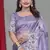 Purple Color Twill Net Multi Color Embroidery Work Saree