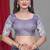 Purple Color Twill Net Multi Color Embroidery Work Saree