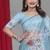 Sky Blue Color Twill Net Multi Color Embroidery Work Saree