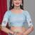 Sky Blue Color Twill Net Multi Color Embroidery Work Saree