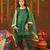 Green Cotton & Georgette Rangrez Suit Set with Beads Wor for Kids - Festive Wear