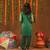 Green Cotton & Georgette Rangrez Suit Set with Beads Wor for Kids - Festive Wear