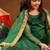Green Cotton & Georgette Rangrez Suit Set with Beads Wor for Kids - Festive Wear