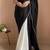 Black Two Tone Pari Lace Border Satin Saree