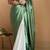 Green Two Tone Pari Lace Border Satin Saree