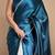 Teal Two Tone Pari Lace Border Satin Saree