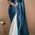 Teal Two Tone Pari Lace Border Satin Saree