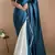 Teal Color Two Tone Pari Lace Border Satin Saree