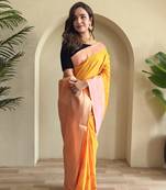 Yellow silk blend Sarees 