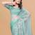 Aqua Twill Net With Embroidery Work Saree