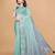 Aqua Twill Net With Embroidery Work Saree