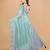 Aqua Twill Net With Embroidery Work Saree
