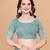 Aqua Twill Net With Embroidery Work Saree