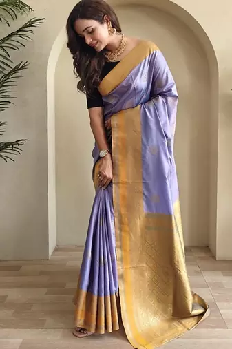 Lavender silk blend Sarees 
