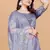 Violet Color Twill Net With Embroidery Work Saree