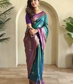 Teal silk blend Sarees 