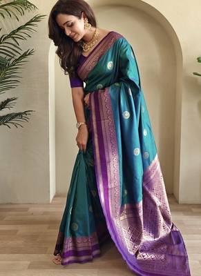 Teal silk blend Sarees  3