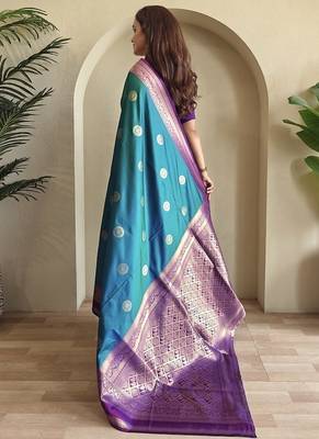 Teal silk blend Sarees  4