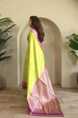 Lime silk blend Sarees  4