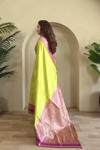 Lime silk blend Sarees 