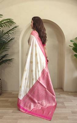 White silk blend Sarees  3