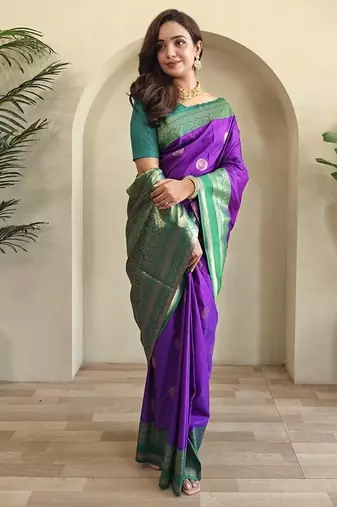 Plum silk blend Sarees 