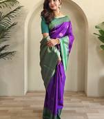 Plum silk blend Sarees 