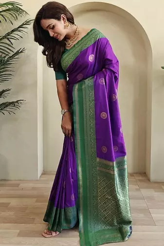 Plum silk blend Sarees 