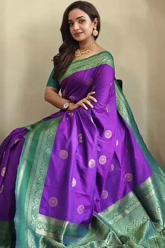 Plum silk blend Sarees 