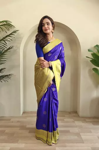 Violet silk blend Sarees 
