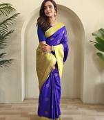 Violet silk blend Sarees 