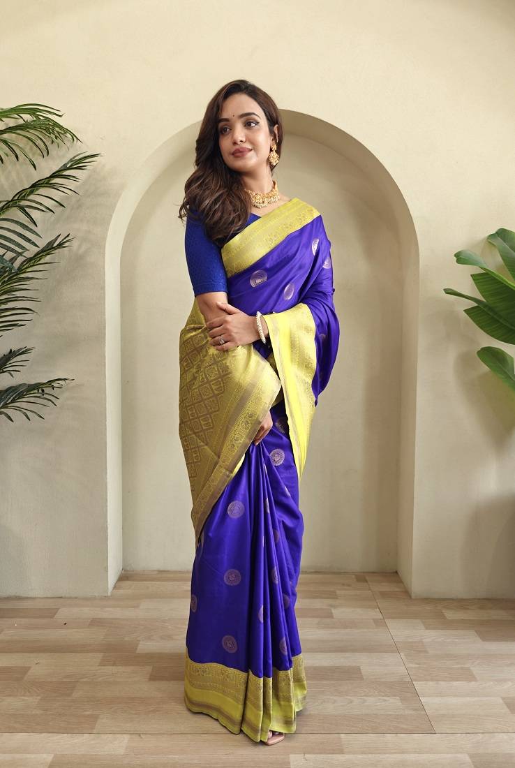 Violet silk blend Sarees 