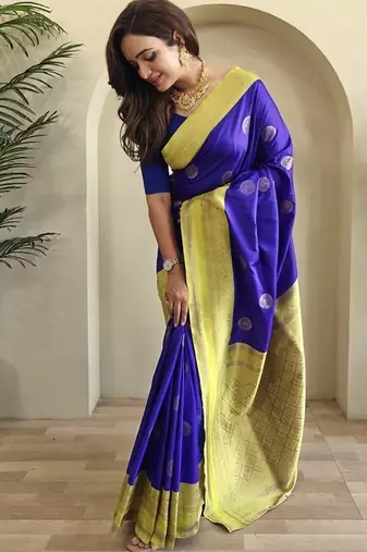 Violet silk blend Sarees 