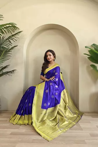 Violet silk blend Sarees 