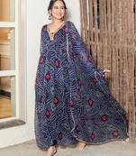 Brinda Blue Bandhani Suit Set Stylish Suit Set With Dupatta
