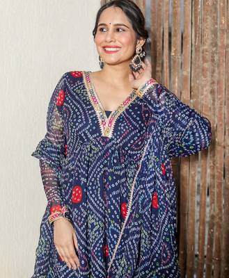 Brinda Blue Bandhani Suit Set Stylish Suit Set With Dupatta 3