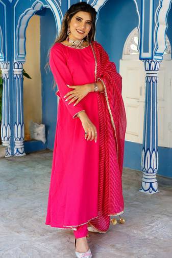Blooming Pink Color  Suit Set Wedding Wear Suit Set Summer Wear