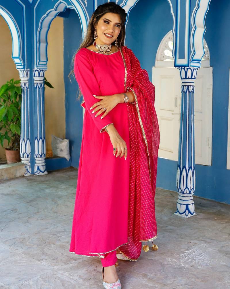 Blooming Pink Color  Suit Set Wedding Wear Suit Set Summer Wear