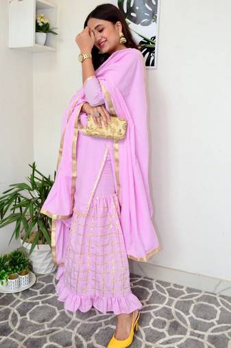 Lavender Color Suit Set With Dupatta Festival Wear New Design Dress