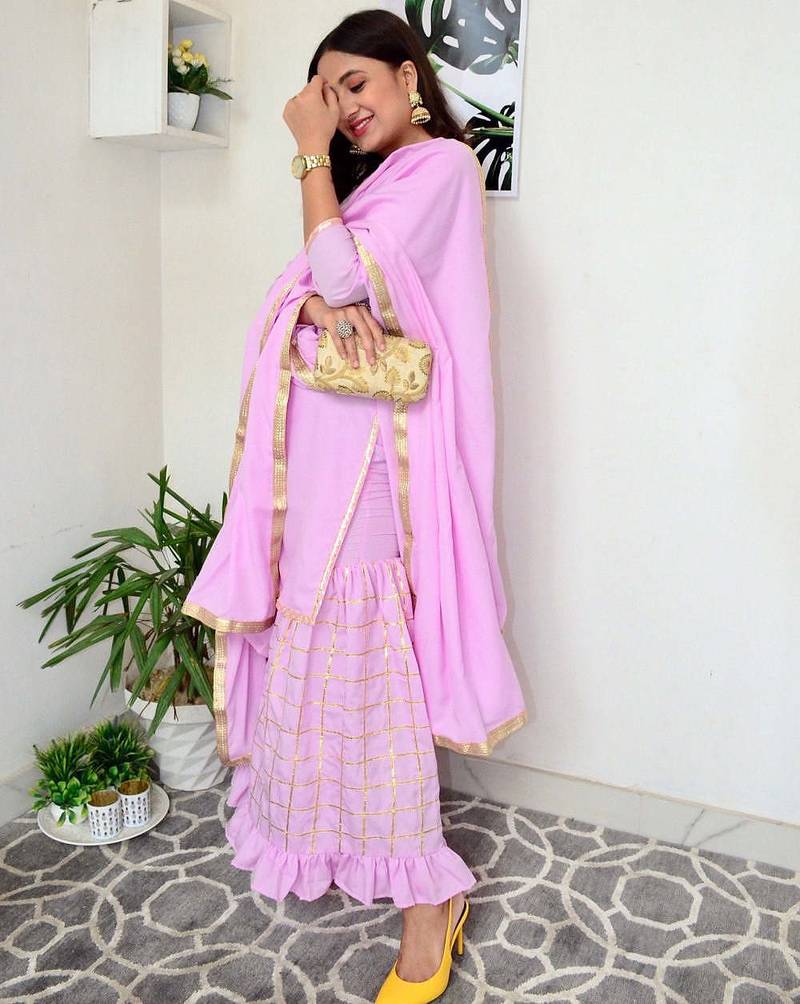 Lavender Color Suit Set With Dupatta Festival Wear New Design Dress